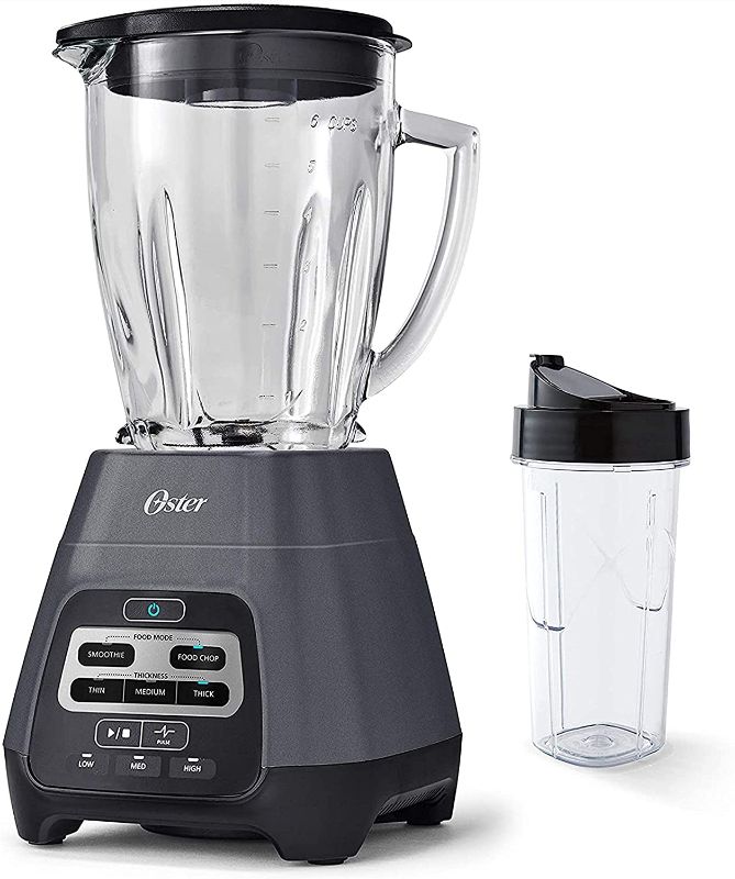 Photo 1 of **parts only ** Oster Master Series Blender with Texture Select Settings, Blend-N-Go Cup and Glass Jar, Grey, 6 Cups
