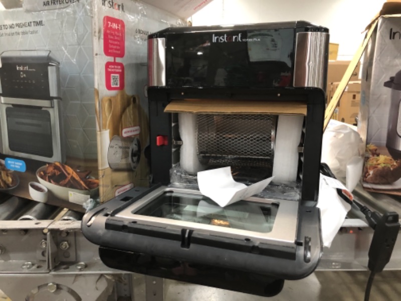 Photo 2 of **USED**, SCRATCHES ON TOP SIDE OF OVEN**
Instant Vortex Plus 10 Quart Air Fryer, Rotisserie and Convection Oven, Air Fry, Roast, Bake, Dehydrate and Warm, 1500W, Stainless Steel and Black
