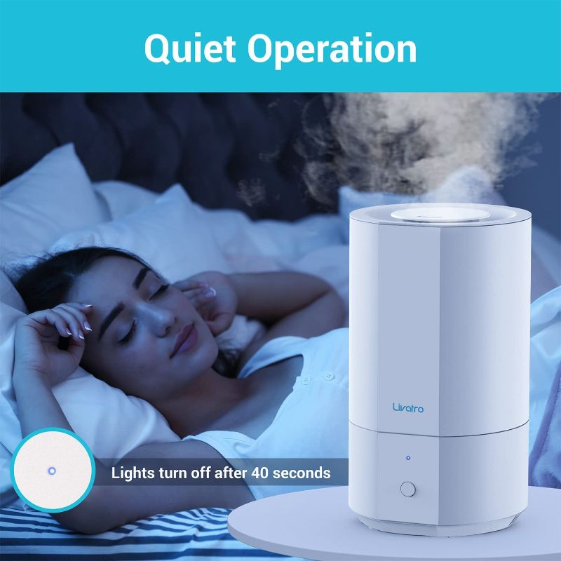 Photo 1 of **USED, DOES NOT TURN ON**
Livatro 4L Top Fill Humidifiers for Bedroom Large Room Nursery, Cool Mist Humidifier With Ultrasonic Quiet, Auto Shut-off and Easy to Clean, Last up to 40 Hours, White
