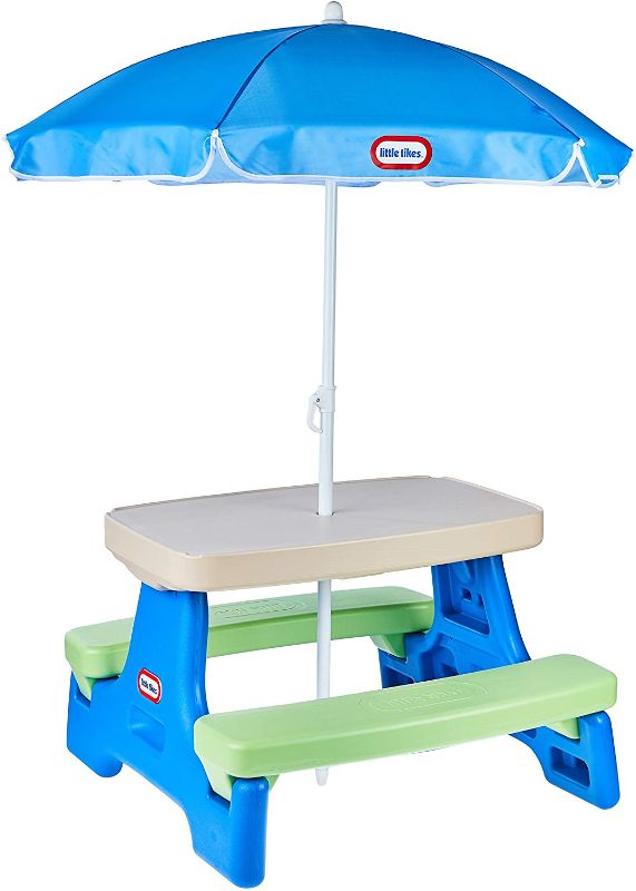 Photo 1 of **MISSING UMBRELLA AND UMBRELLA POLE**
Little Tikes Easy Store Jr. Picnic Table with Umbrella - Blue / Green
