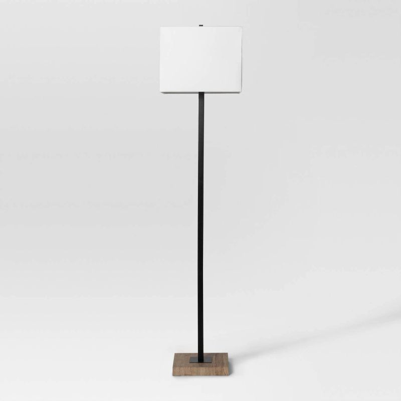 Photo 1 of **USED, MISSING HARDWARE, MISSING COMPONENTS**ACTUAL LAMP IS DIFFERENT FROM STOCK PHOTO**
Project 62 Modern Wood Square Floor Lamp, Black
