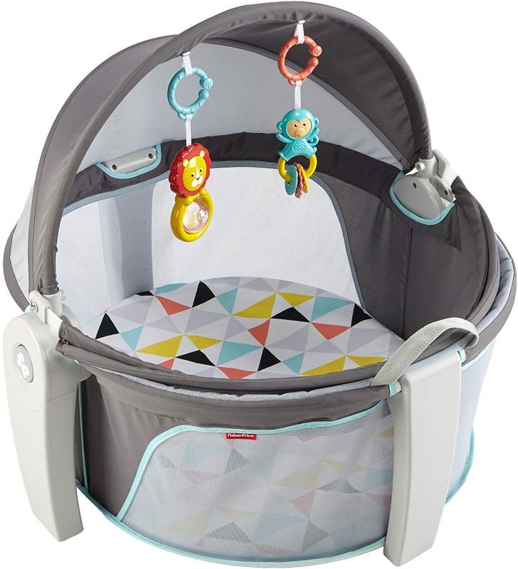 Photo 1 of **USED**
Fisher-Price On-the-Go Baby Dome, Grey/Blue/Yellow/White
