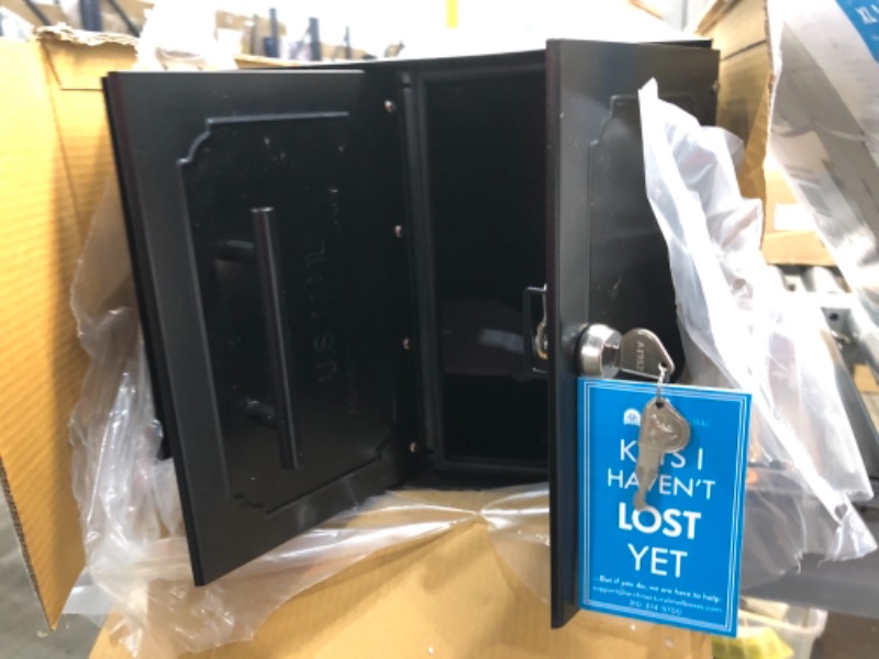 Photo 3 of **USED, MINOR DENTS AND SCRATCHES**
Architectural Mailboxes 6200B-10 Oasis Classic Locking Post Mount Parcel Mailbox with High Security Reinforced Lock,Black,18.00 x 15.00 x 11.50 inches
