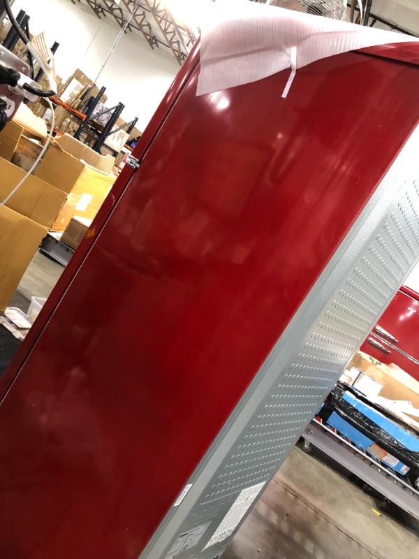 Photo 1 of **DAMAGE TO FRIDGE FRAME** REFRIGERATOR HANDLES ARE INSIDE OF FRIDGE**
Galanz - Retro 12 Cu. Ft Top Freezer Refrigerator - Red
