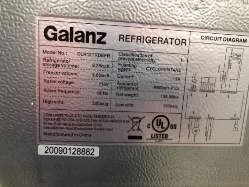 Photo 11 of **DAMAGE TO FRIDGE FRAME** REFRIGERATOR HANDLES ARE INSIDE OF FRIDGE**
Galanz - Retro 12 Cu. Ft Top Freezer Refrigerator - Red
