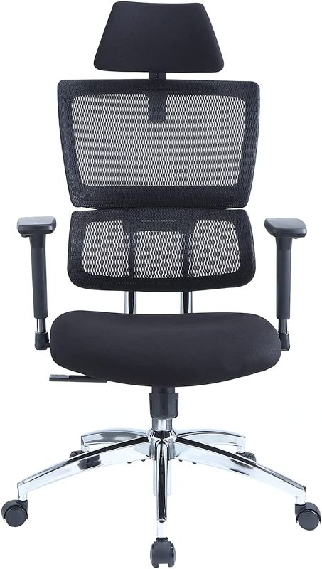 Photo 1 of **USED, MISSING HARDWARE, MISSING COMPONENTS**
Ticova Ergonomic Office Chair - High Back Desk Chair with Elastic Lumbar Support & 3D Metal Armrest - 130°Reclining & Rocking Mesh Computer Chair with Thick Seat Cushion & Rotatable Headrest
