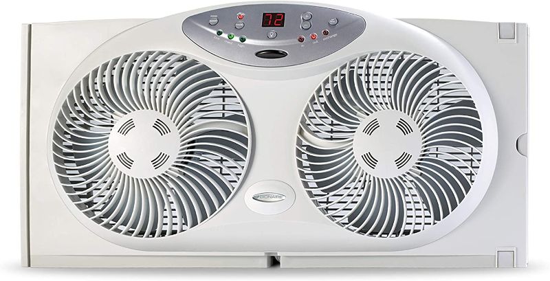 Photo 1 of **USED**
Bionaire Window Fan with Twin 8.5-Inch Reversible Airflow Blades and Remote Control, White
