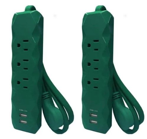 Photo 1 of 2 PACKS/3-Outlets 2 USB Green Surge (2-Pack)
