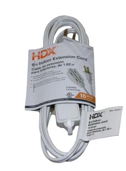 Photo 1 of 16/6 ft. 16/2 Indoor Cube Tap Extension Cord, White
