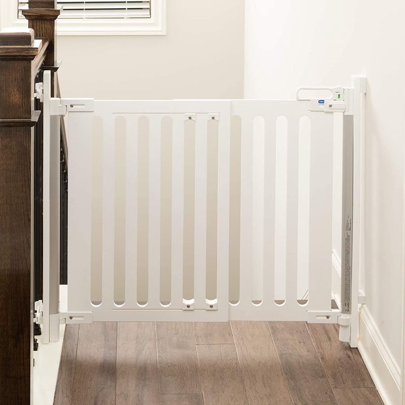 Photo 1 of Qdos Spectrum Hardware Mount Baby Safety Gate | White – Modern Design & Unparalleled Safety – Crafted from Single Piece of Furniture Grade Wood - FastMount Rails for Simple & Fast Installation
