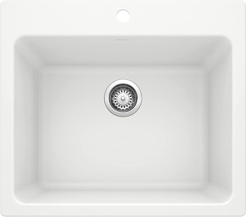 Photo 1 of BLANCO, White 401927 LIVEN SILGRANIT Drop-In or Undermount Utility Laundry Sink, 25" X 22"
