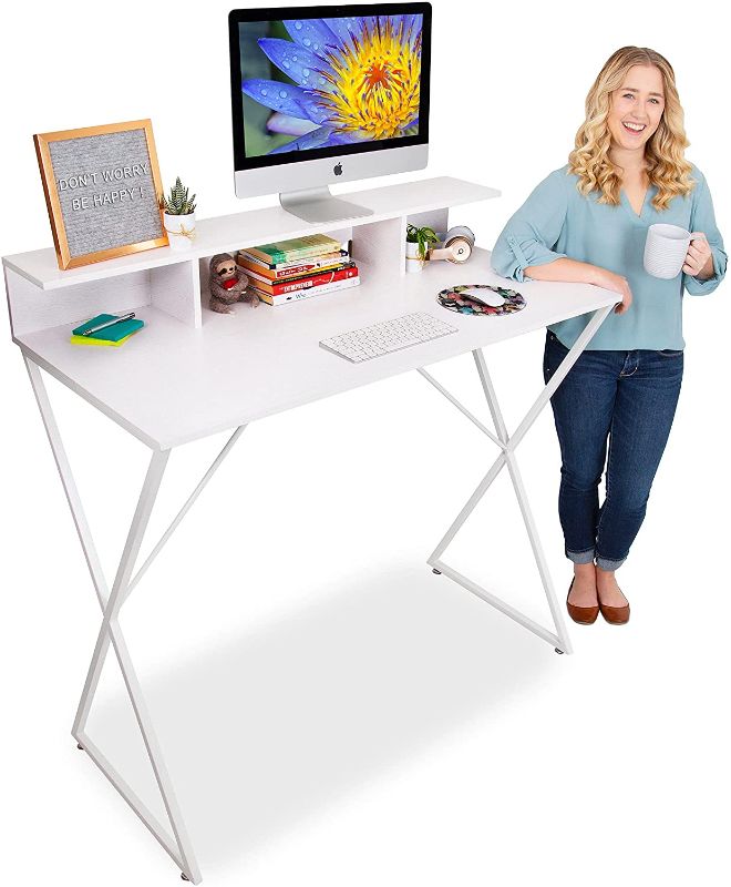 Photo 1 of Stand Steady Joy Desk | Modern Standing Workstation with Storage Cubbies | Pretty Standing Desk w/Spacious Desktop | Multifunctional Table - Great for Home, Office & More (White Wood Grain / 48 x 42)
(Parts Only)