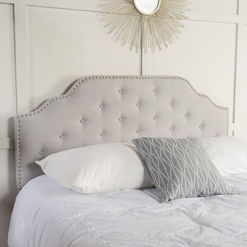 Photo 1 of Christopher Knight Home Austell Fabric Headboard, Queen / Full, Light Grey
