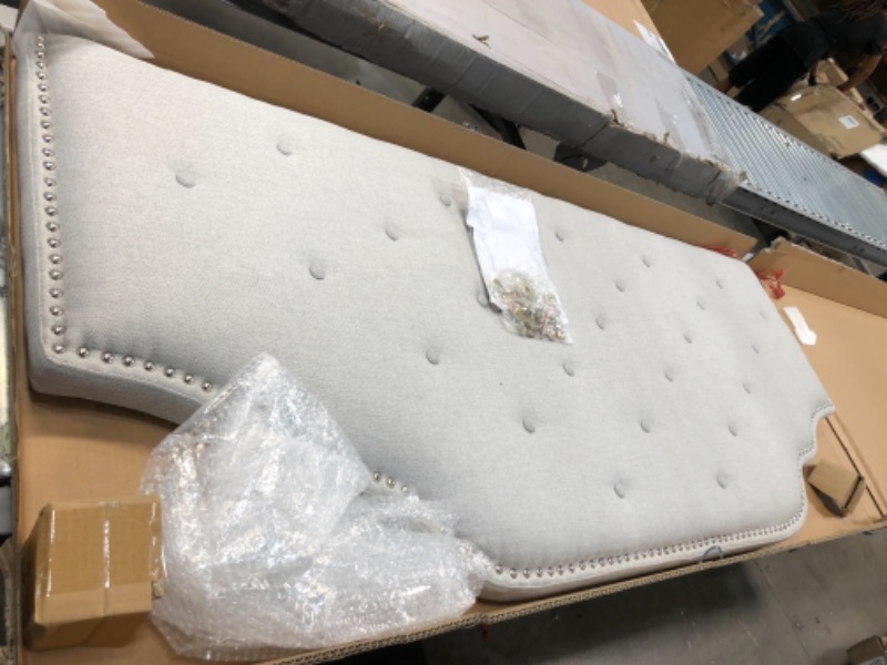 Photo 2 of Christopher Knight Home Austell Fabric Headboard, Queen / Full, Light Grey
