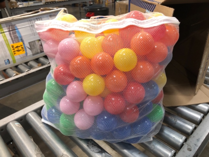 Photo 1 of Click N' Play Pack of 200 Phthalate Free BPA Free Crush Proof Plastic Ball, Pit Balls - 6 Bright Colors in Reusable and Durable Storage Mesh Bag with Zipper
