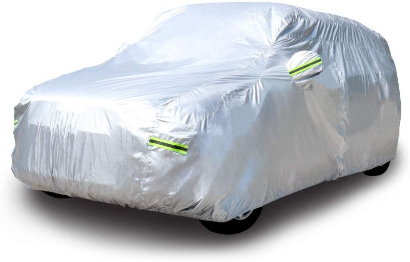 Photo 1 of Amazon Basics Silver Weatherproof Car Cover - PEVA with Cotton, SUVs up to 190"
