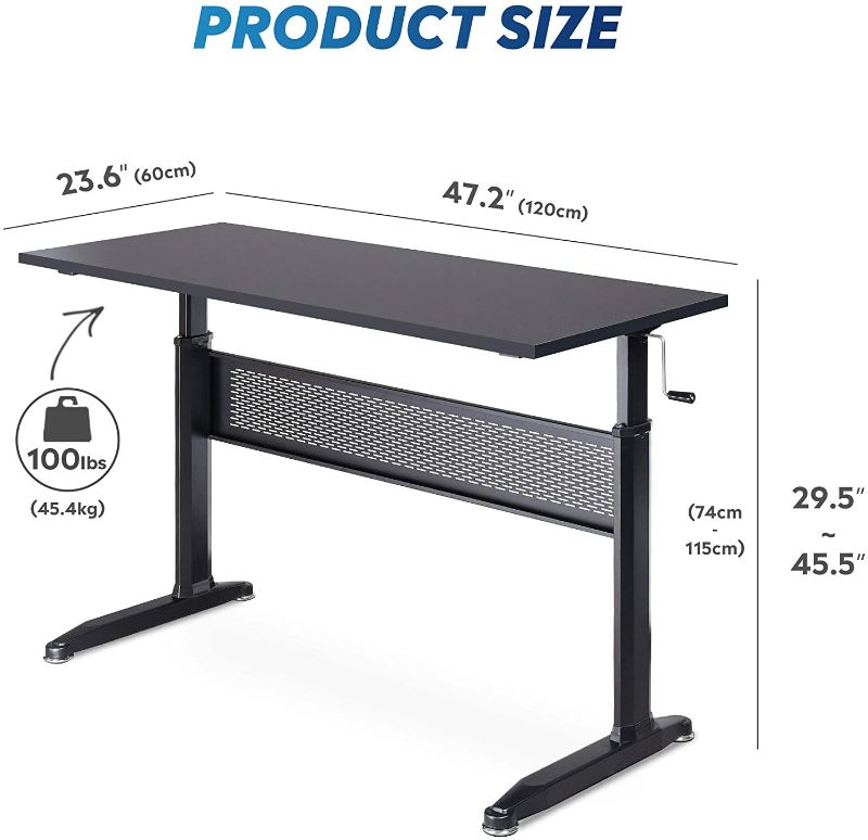 Photo 1 of 55" 23' 5;8" BLACK OFFICE DESK WITH MEDAL LEGS**DEVAISE ** MISSING COMPONENTS 