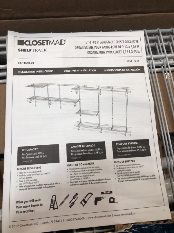 Photo 2 of ClosetMaid 2091 ShelfTrack 7Ft. To 10Ft. Adjustable Closet Organizer Kit, White
