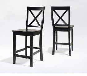 Photo 1 of Crosley Furniture X-Back Bar Stool (Set of 2), 24-inch, Black
