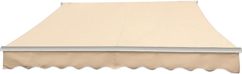 Photo 1 of ALEKO AW12X10BEIGE29 Retractable White Frame Patio Awning - 12 x 10 Feet - Light Beige AND ALEKO DM45R Tubular Motor for Retractable Patio Awning Shade Blinds UL Approved 205 Watts