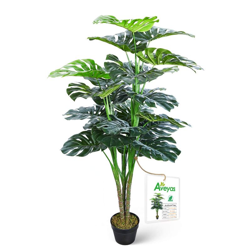 Photo 1 of Aveyas 4.5ft Artificial Monstera Deliciosa Adansonii Tree in Plastic Nursery Pot, Fake Tropical Split Leaf Plant for Office House Living Room Home Decor (Indoor/Outdoor)