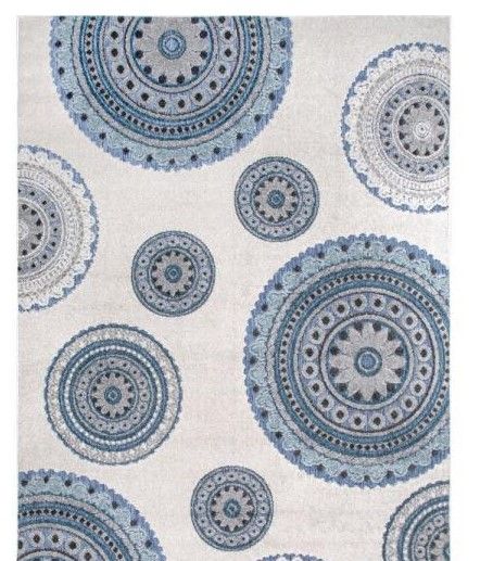 Photo 1 of Andi Textured Blue 7 ft. 10 in. x 10 ft. Indoor/Outdoor Area Rug
