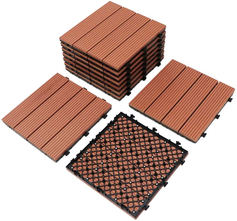 Photo 1 of Beaugreen 9pcs Deck Tiles Interlocking Patio Tiles 12"x12", DIY Floor Tiles Non-Slip Water Resistant Flooring Tiles for Indoor Outdoor?Brown?
