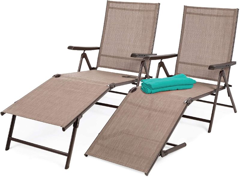 Photo 1 of (stock photo for reference only not exact product (different color))

Best Choice Products Set of 2 Outdoor Adjustable Folding Steel Textiline Chaise Reclining Lounge Chairs w/ 6 Back & 2 Leg Positions - Brown