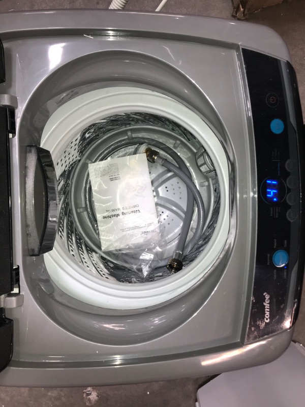 Photo 7 of COMFEE' Portable Washing Machine, 0.9 cu.ft Compact Washer With LED Display, 5 Wash Cycles, 2 Built-in Rollers, Space Saving Full-Automatic Washer, Ideal Laundry for RV, Dorm, Apartment, Magnetic Gray
