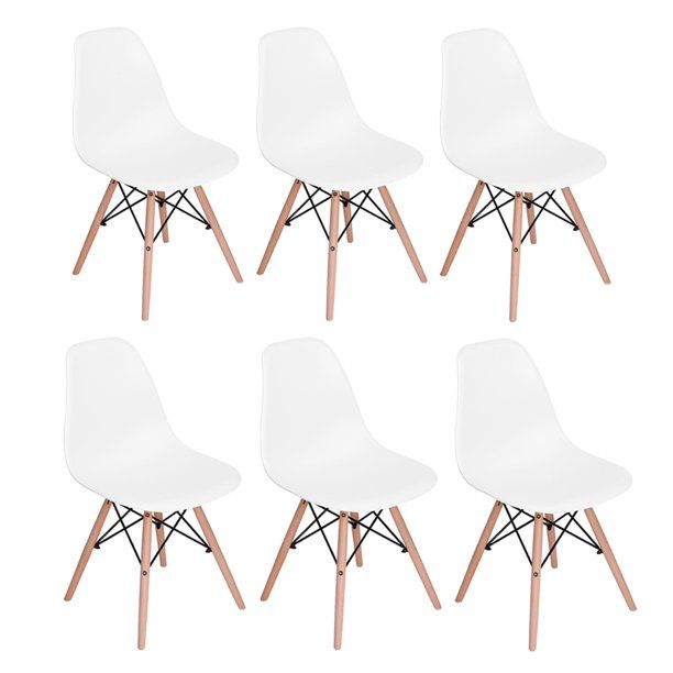 Photo 1 of 6pieces Plastic Beech Legs Dining Chair Table set , Rico White
