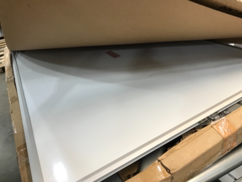Photo 2 of ***PARTS ONLY*** Double-Sided Mobile Whiteboard Magnet Dry Erase Board on Wheels - Aluminum Frame Magnetic Portable Stand Whiteboard- 48"x36" Rolling White Boards with Easy Flip Feature
SMALL DENT IN CENTER OF BOARD
