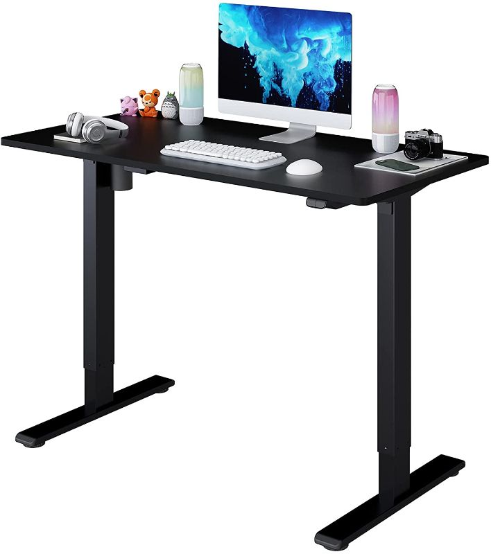 Photo 1 of Flexispot Electric Standing Desk 48 x 24 Inches Height Adjustable Desk Sit Stand Desk Home Office Desks Whole-Piece Desk Board (EC1 Classic Black Frame + 48 in Black Table Top)
