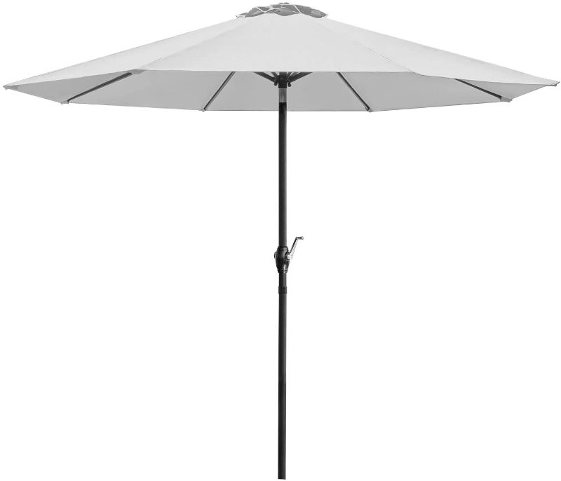 Photo 1 of 9 FT Patio Umbrella Outdoor Table Market Umbrella with Easy Push Button Tilt for Garden, Deck, Backyard and Pool WHITE 