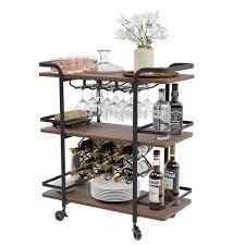 Photo 1 of 3 shelf bar cart with wine rack 