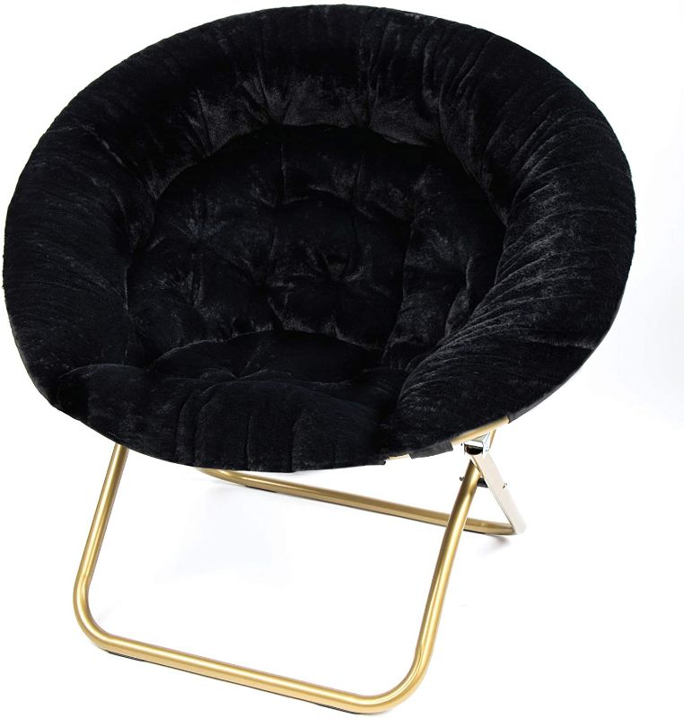 Photo 1 of Milliard Cozy Chair/Faux Fur Saucer Chair for Bedroom/X-Large (Black)