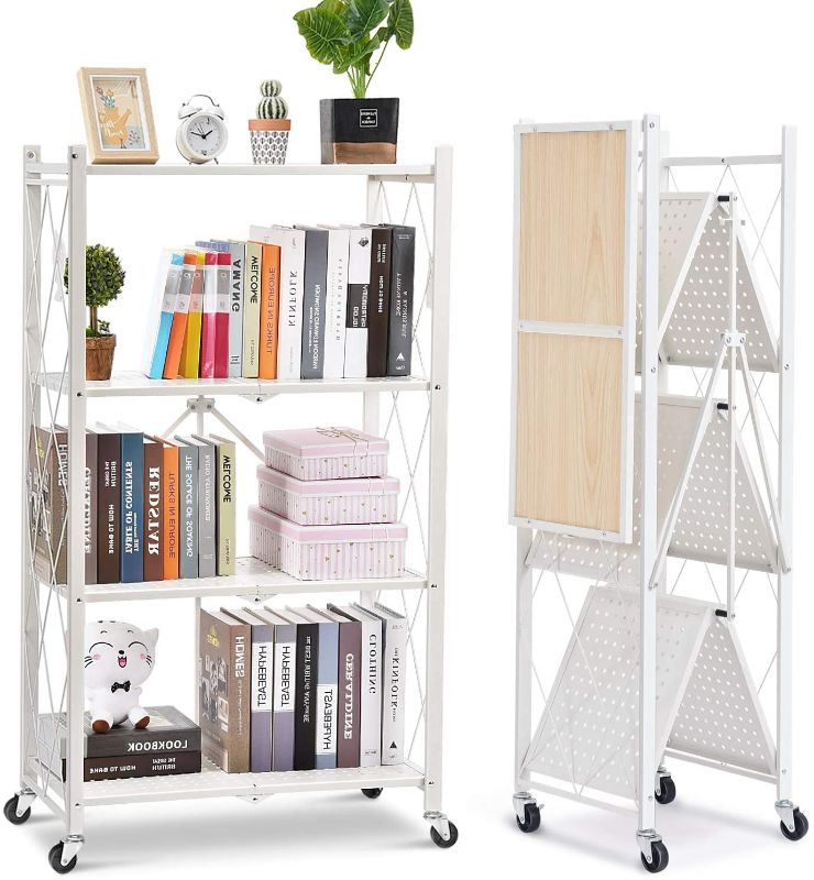 Photo 1 of 
Tufu WK271503 Metal Rack, Foldable, 4 Tiers, Wood Board Included, Casters, Rustproof, Width 28.0 x Depth 15.0 x Height 49.2 inches (71 x 38 x 126 cm)