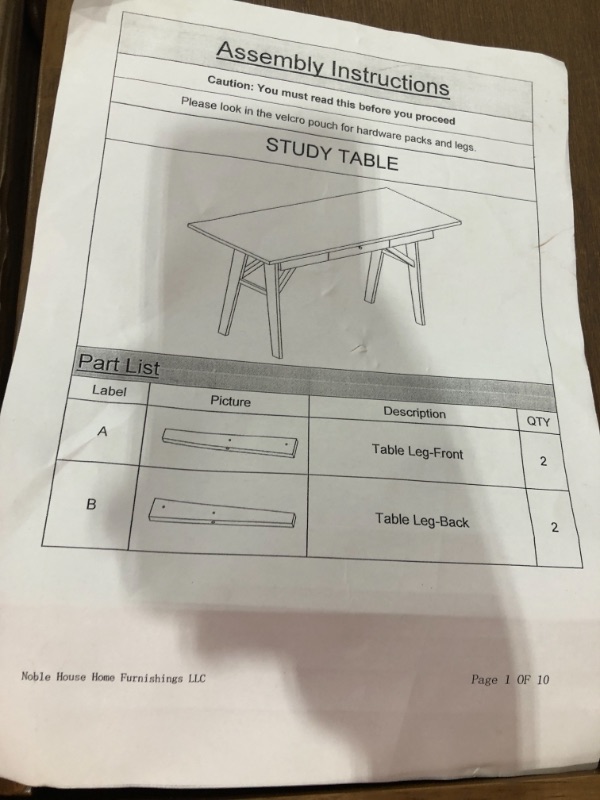 Photo 2 of  Wood Study Table with Faux Wood Overlay, Natural Walnut Finish
