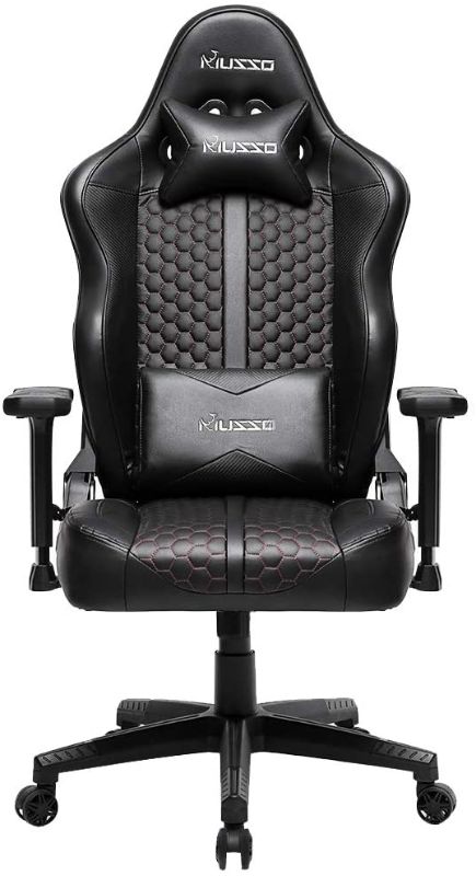 Photo 1 of Musso Executive Swivel Office Chair, High-Back Racing Gaming Chair, Ergonomic Adjustable Computer Desk Chair, PU Leather Task Chair with Headrest and Lumbar Support (Classic Pattern)…
