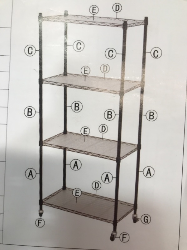 Photo 1 of 4 TIER SHELF RACK WITH PLASTIC MAT**BLACK**