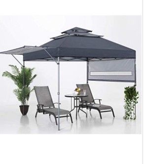 Photo 1 of ABCCANOPY Pop Up Canopy Tent 10X17 Outdoor 3-Tier Shade with Adjustable Dual Half Awnings, Deep Gray
