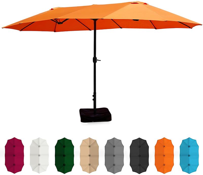 Photo 1 of 15 Ft Extra Large Outdoor Market Patio Umbrella Double-Sided Design
