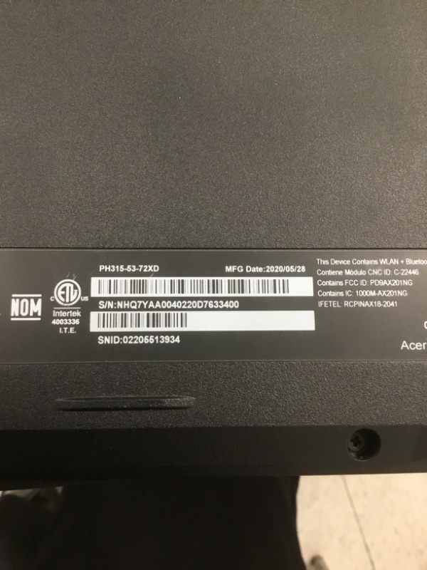 Photo 7 of **4 KEYS MISSING FROM KEYBOARD AND WILL NOT POWER ON UNLESS PLUGGED IN
Acer Predator Helios 300 PH315-53-781R 15.6" Full HD 144Hz Gaming Notebook Computer, Intel Core i7-10750H 2.60GHz, 16GB RAM, 1TB SSD, NVIDIA GeForce RTX 2060 6GB, Windows 10 Home, Blac