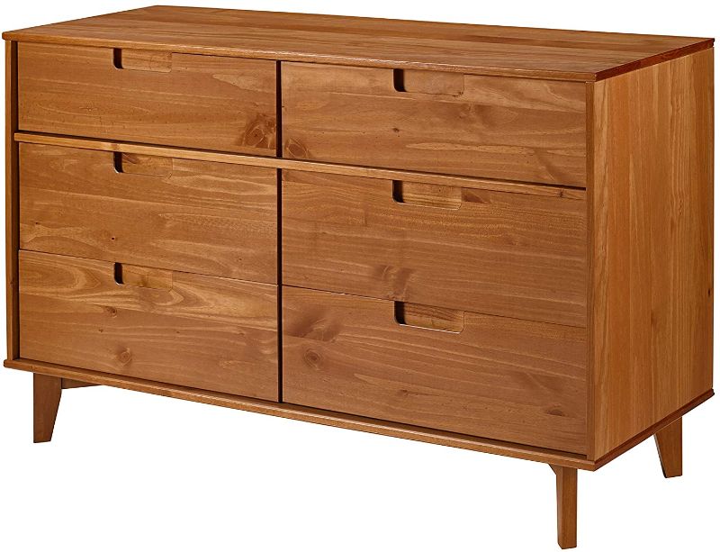 Photo 1 of 6 Drawer Mid Century Modern Wood Dresser - Caramel,,   52 x 16 x 33 inches