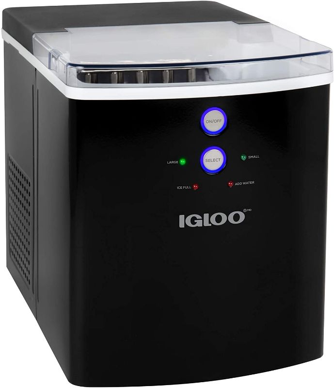 Photo 1 of Igloo ICEB33BK Large-Capacity Automatic Portable Electric Countertop Ice Maker Machine, 33 Pounds in 24 Hours, 9 Ice Cubes Ready in 7 minutes, With Ice Scoop and Basket, Black