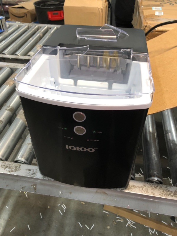 Photo 1 of Igloo ICEB33BK Large-Capacity Automatic Portable Electric Countertop Ice Maker Machine, 33 Pounds in 24 Hours, 9 Ice Cubes Ready in 7 minutes, With Ice Scoop and Basket, Black