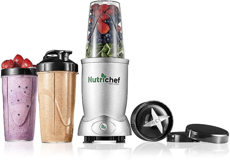 Photo 1 of Personal Electric Single Serve Blender - 1200W Professional Kitchen Countertop Mini Blender for Shakes and Smoothies w/ Pulse Blend, Convenient Lid Cover, Portable 10 & 24 Oz Cups - NutriChef NCBL12