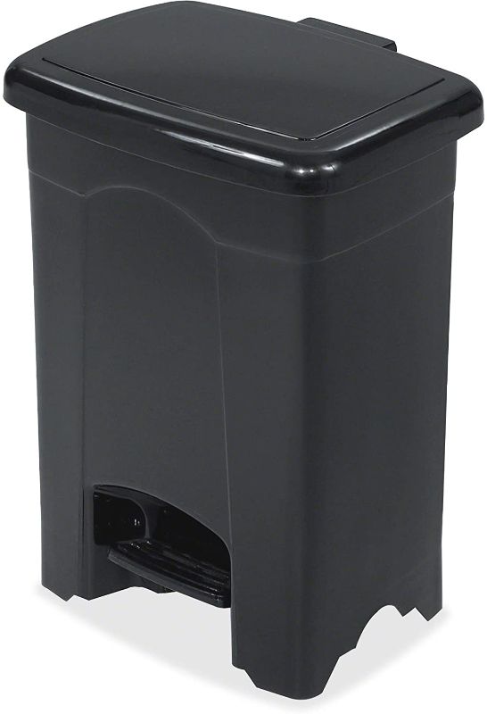 Photo 1 of Safco Products 9710BL Plastic Step-On Trash Can, 4-Gallon,15" x 12" x 10", Black
