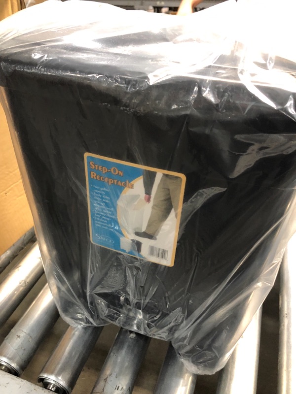 Photo 1 of Safco Products 9710BL Plastic Step-On Trash Can, 4-Gallon,15" x 12" x 10", Black
