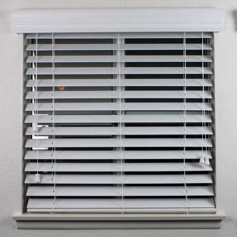 Photo 1 of 2" Faux Wood Blinds 70 x 36 INCHES in White with Premium Upgraded Crown Valance Fascia