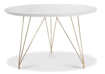 Photo 1 of 19" WHITE ROUND DINING TABLE W/ GOLD BASE